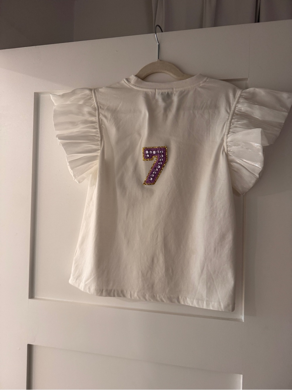 Lola and the Boys White Ruffled Sleeve 'BDAY GIRL' Sequin Tee 7 - Picture 3 of 3